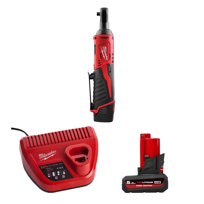 Máy siết bu lông góc Milwaukee M12 IR-0B APJ + Pin M12 HB5 ASIA + Sạc C12C