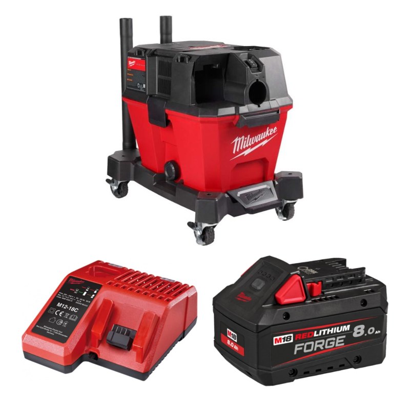 Máy hút bụi Milwaukee M18 FVC23L + Pin M18 FB8 + Sạc M12-18C
