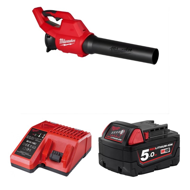 Máy thổi không chổi than Milwaukee M18 BLBO + Pin M18B5 + Sạc M12-18C
