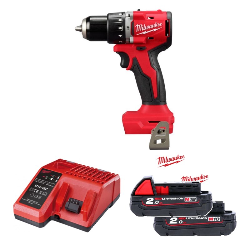 Máy khoan động lực không chổi than cầm tay Milwaukee M18 BLPDRC-0C0 + 2 Pin M18B2 + Sạc M12-18C
