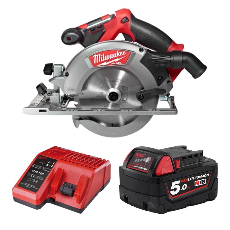 Máy cưa đĩa Milwaukee M18CCS55-0X + Pin M18B5 + Sạc M12-18C