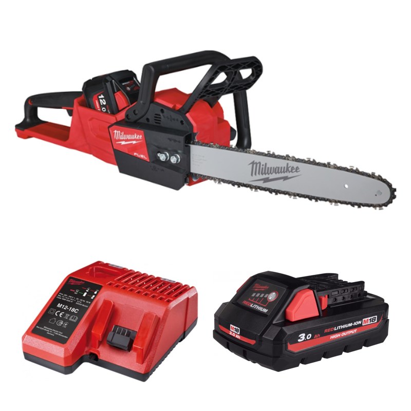 Máy cưa xích Milwaukee M18 FCHS-0G0 + Pin M18 HB3 + Sạc M12-18C