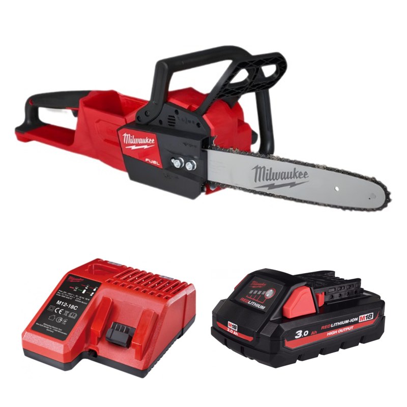 Máy cưa xích Milwaukee M18 FCHSC-0G0 + Pin M18 HB3 + Sạc M12-18C