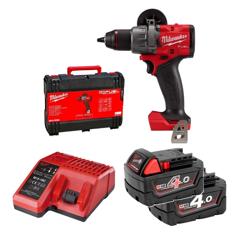 Máy khoan động lực Milwaukee M18 FPD3-0X + 2 Pin M18B4 + Sạc M12-18C