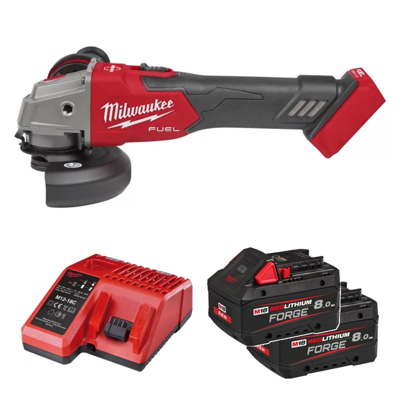 Máy mài góc Milwaukee M18 FSAG100XB-0X0 + 2 Pin M18 FB8 + Sạc M12-18C