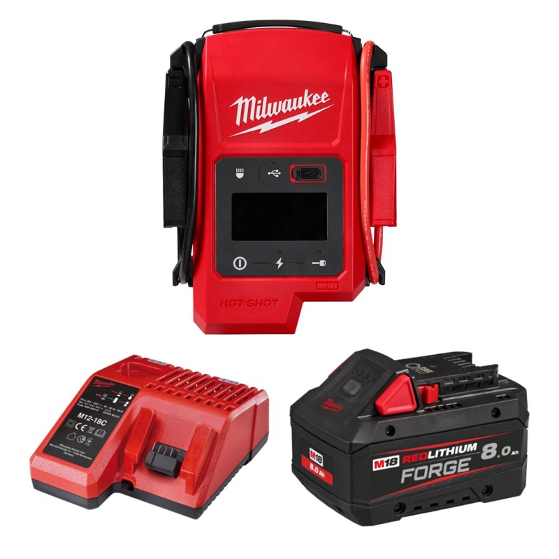 Bộ kích nổ ô tô Milwaukee M18JS2000 + Pin M18 FB8 + Sạc M12-18C