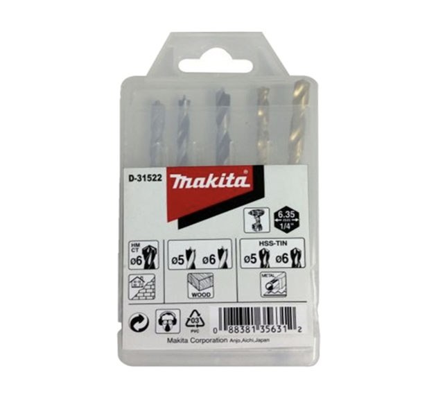 Bộ mũi khoan chuôi lục giác 1/4'' D-31522 Makita