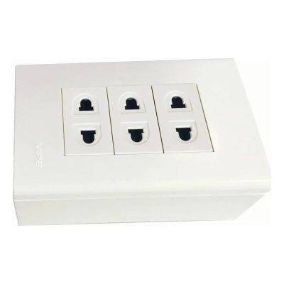 Bộ ổ cắm đơn 3 ổ cắm 2 chấu và đế nổi đơn A60B13UV (vặn vít) MPE