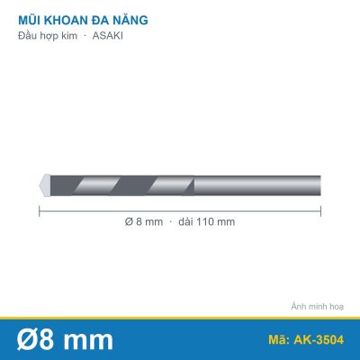 Mũi khoan đa năng 2 cạnh AK-3504 (8mm) ASAKI