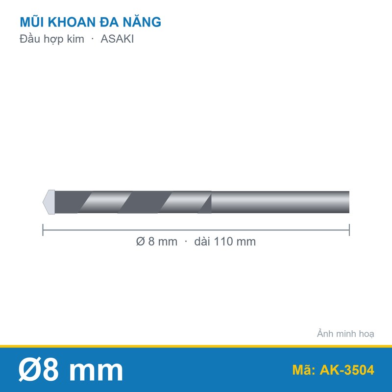 Mũi khoan đa năng 2 cạnh AK-3504 (8mm) ASAKI