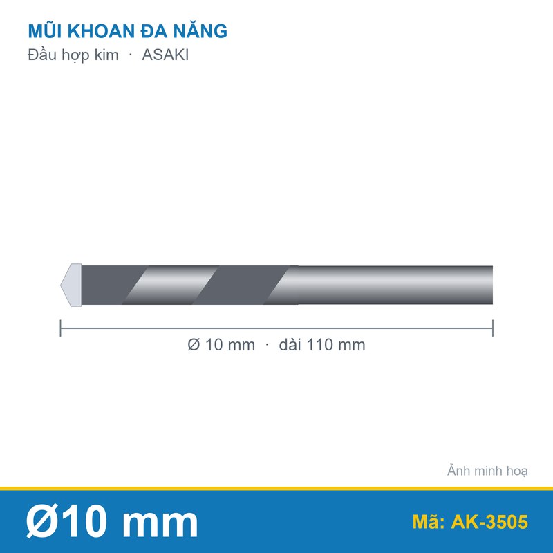 Mũi khoan đa năng 2 cạnh AK-3505 (10mm) ASAKI