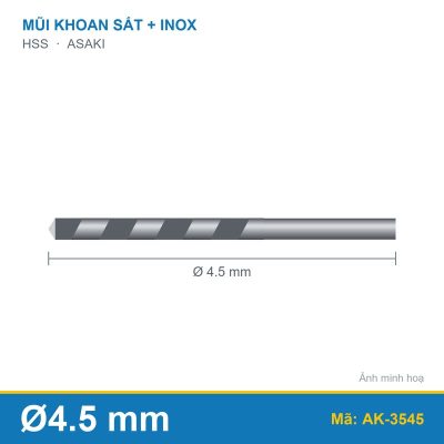 Mũi khoan sắt + inox AK-3545 (4.5mm) ASAKI