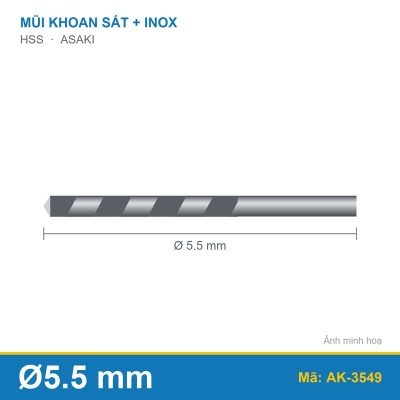 Mũi khoan sắt + inox AK-3549 (5.5mm) ASAKI