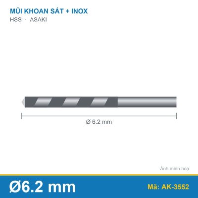 Mũi khoan sắt + inox AK-3552 (6.2mm) ASAKI
