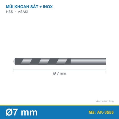 Mũi khoan sắt + inox AK-3555 (7.0mm) ASAKI