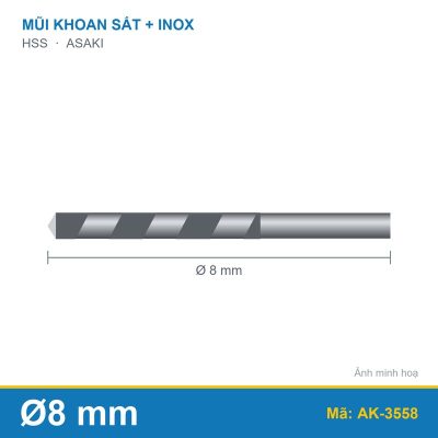 Mũi khoan sắt + inox AK-3558 (8.0mm) ASAKI