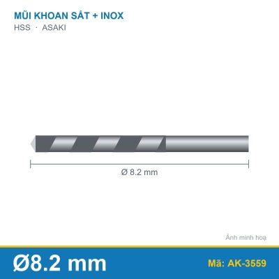 Mũi khoan sắt + inox AK-3559 (8.2mm) ASAKI