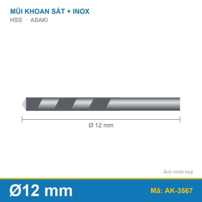 Mũi khoan sắt + inox AK-3567 (12mm) ASAKI
