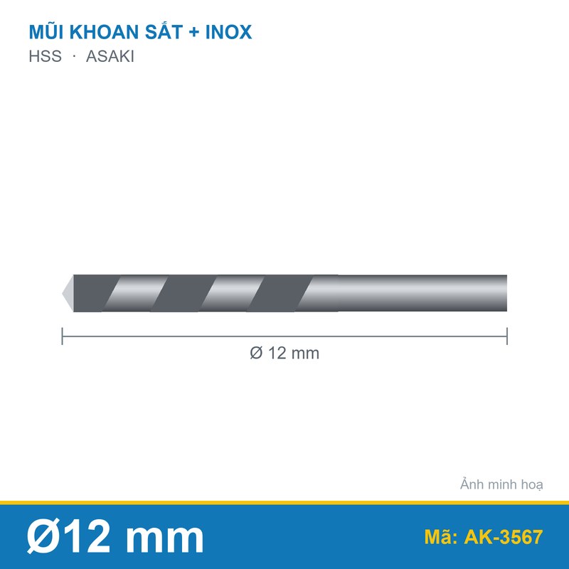 Mũi khoan sắt + inox AK-3567 (12mm) ASAKI