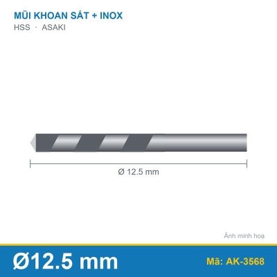 Mũi khoan sắt + inox AK-3568 (12.5mm) ASAKI