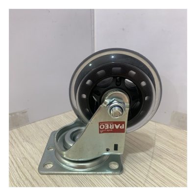 Bánh xe PU lõi nhựa đen xoay Ø63 x 32 SK (càng thép)