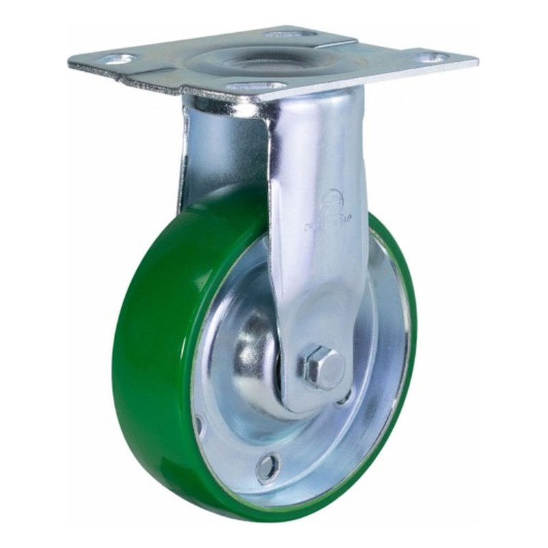Bánh xe PU lõi nhựa 100x48 càng thép cố định