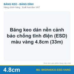 Băng keo dán nền cảnh báo chống tĩnh điện (ESD) màu vàng 4.8cm (33m) (cuộn)