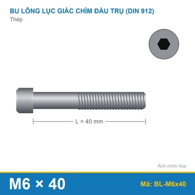 Bulong lục giác chìm đầu trụ M6x40