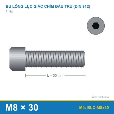 Bu lông lục giác chìm thép M8x30 GC
