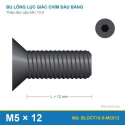Bu lông lục giác chìm đầu col thép M5x12 (10.9/DIN7991)