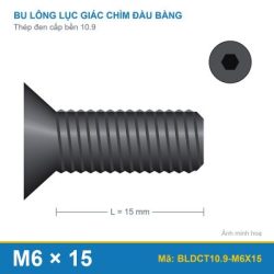 Bu lông lục giác chìm đầu col thép M6x15 (10.9/DIN7991)