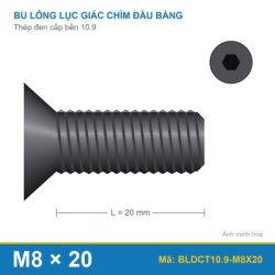Bu lông lục giác chìm đầu col thép đen M8x20 (10.9/DIN7991)