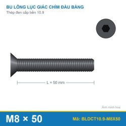 Bu lông lục giác chìm đầu col thép đen M8x50 (10.9/DIN7991)