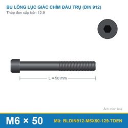 Bu lông lục giác chìm DIN 912 M6x50 Thép đen 12.9