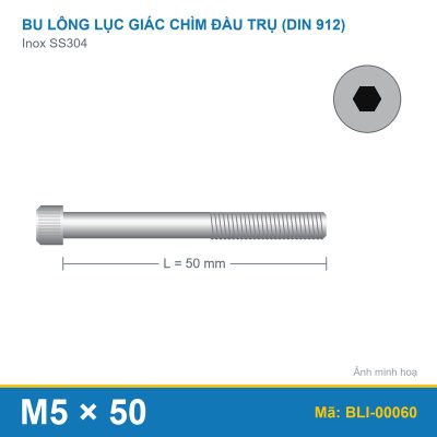 Bu lông lục giác SS304 912 M5x50