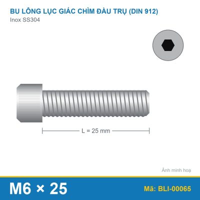Bu lông lục giác SS304 912 M6x25