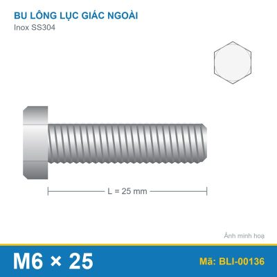 Bu lông SS304 8.8 M6x25