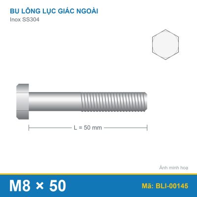 Bu lông SS304 8.8 M8x50