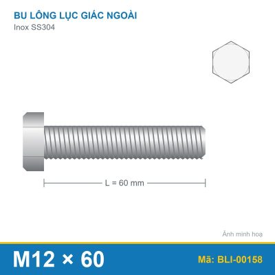 Bu lông SS304 8.8 M12x60