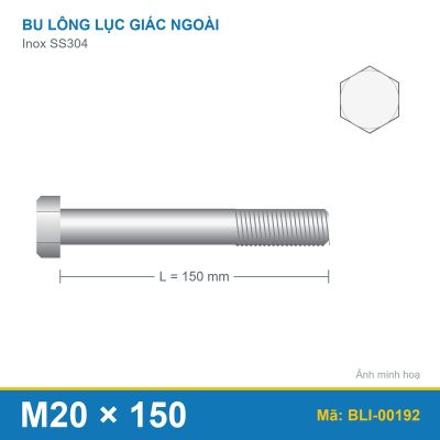 Bu lông SS304 8.8 M20x150