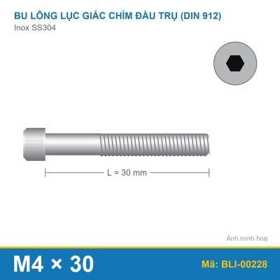 Bu lông lục giác SS304 912 M4x30