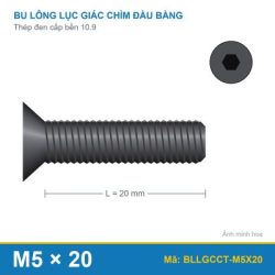 Bu lông lục giác chìm đầu col thép M5x20 (10.9/DIN7991)