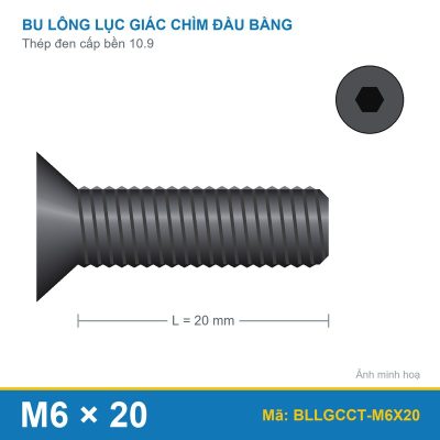 Bu lông lục giác chìm đầu col thép M6x20 (10.9/DIN7991)