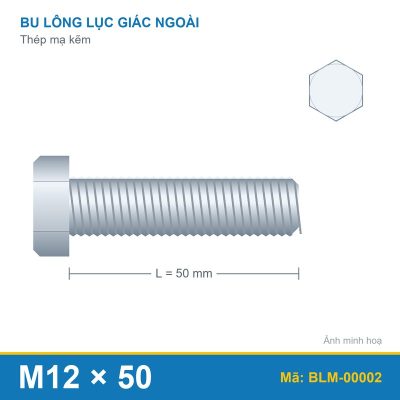 Bu lông mạ kẽm M12x50