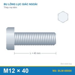 Bu lông mạ kẽm M12x40