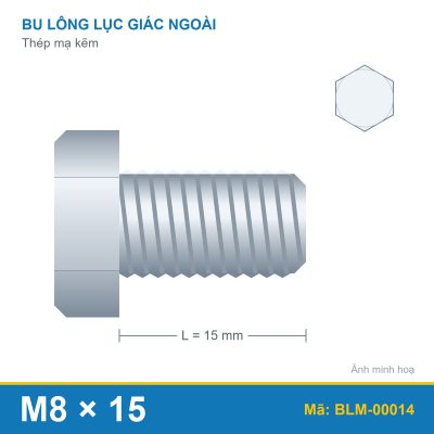Bu lông mạ kẽm M8x15