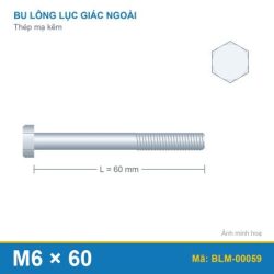 Bu lông mạ kẽm M6x60