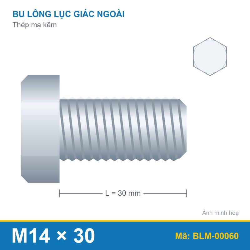 Bu lông mạ kẽm M14x30