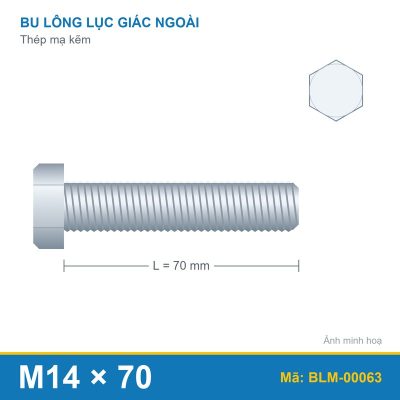 Bu lông mạ kẽm M14x70