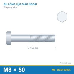 Bu lông mạ kẽm M8x50